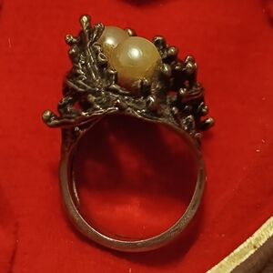 Elegant Vintage Joseph Esposito Pearl and Silver Women's Ring